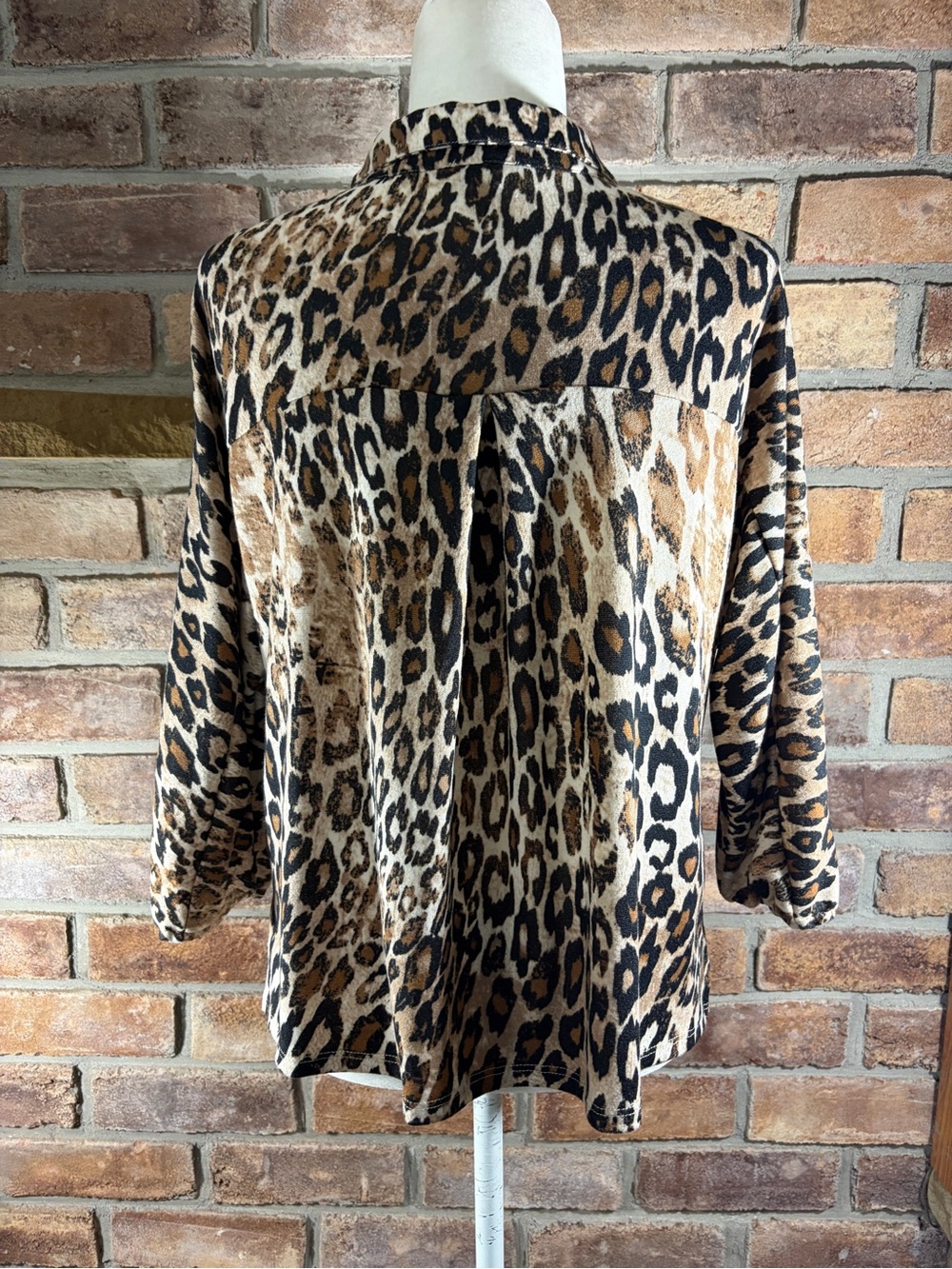 KATE PARK Leopard Print Women’s Button-DownTop/Shirt Jacket-Brown/Black/Beige 63 - Picture 4 of 9